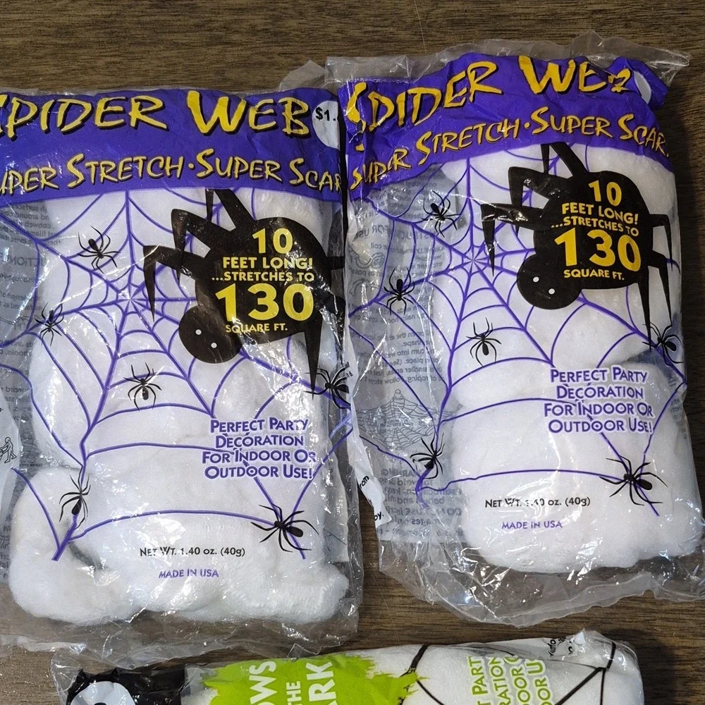 Huntington Home Stretchy Spider Web, Halloween, Glow, 10ft 16ft, Indoor Outdoor